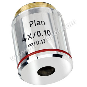Objective Lens, Infinity Plan Achromat 4x, N.A. 0.10, W.D. 18mm - RMS Standard, F=180