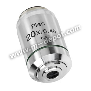 Objective Lens, 20xR Plan Achromat, N.A. 0.40, W.D. 1.2mm - 160mm - DIN Standard