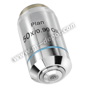 Objective Lens, 50xR(oil) Plan Achromat, N.A. 0.95, W.D. 0.18mm - 160mm - DIN Standard